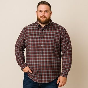 NWT Cremieux Flannel Shirt Mens Tall Man 3XT Cabernet Red Gray Plaid Long Sleeve
